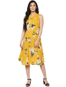 Yellow flower printed Midi - Test product don't buy